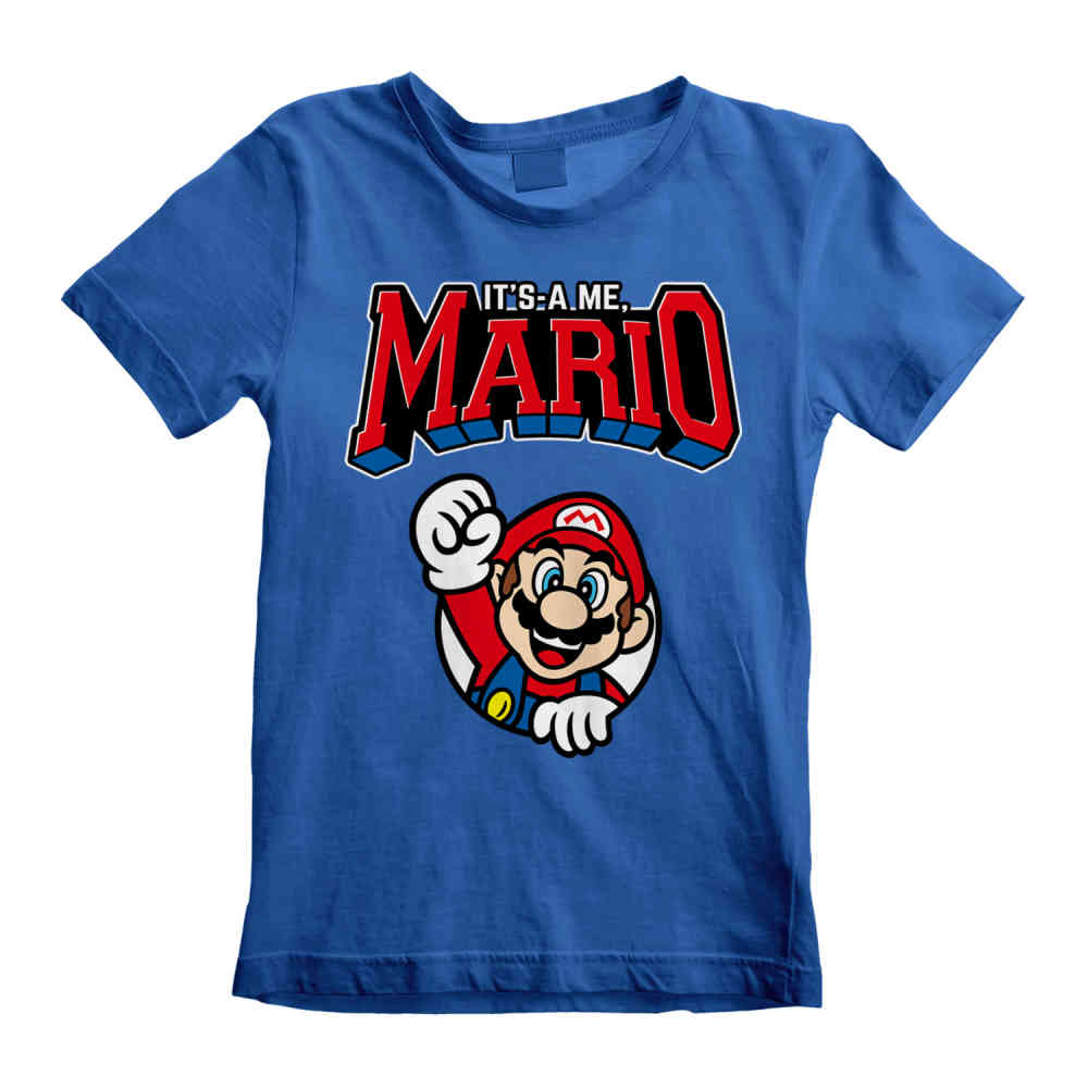 Nintendo Super Mario - Mario Varsity Kinder T-shirt - Blauw
